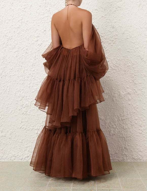 ZIMMERMANN Natura Gathered Skirt in Toffee