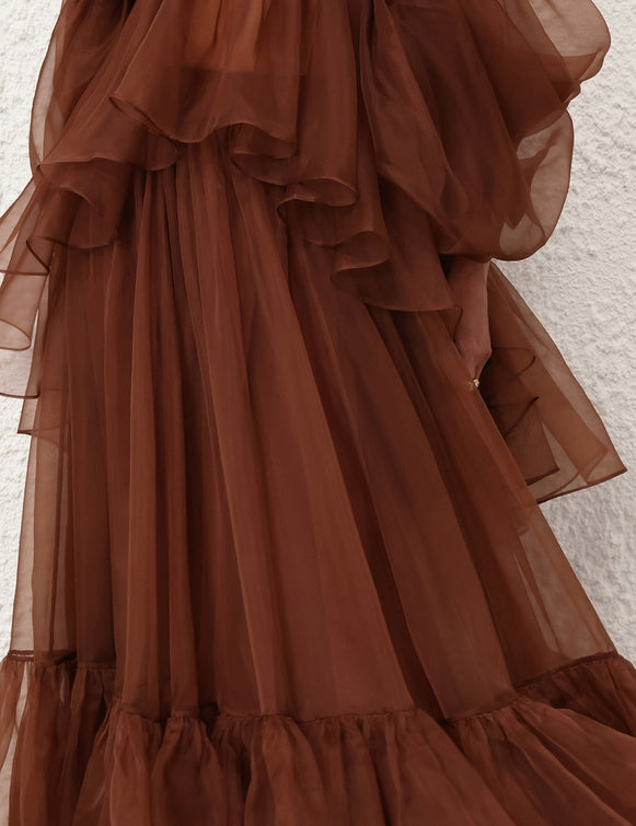 ZIMMERMANN Natura Gathered Skirt in Toffee