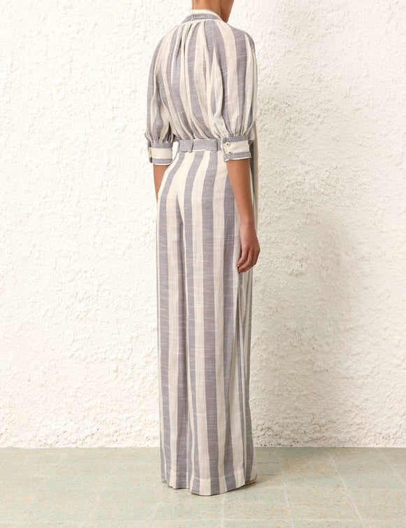 ZIMMERMANN Matchmaker Swing Blouse in Blue/Cream Stripe