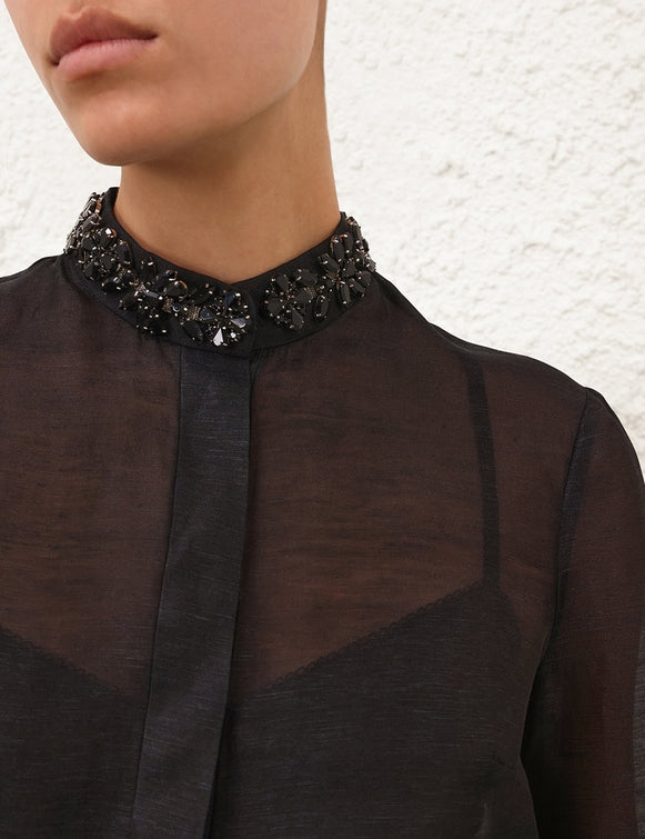 000012 ZIMMERMANN
Hypnotic Jewelled Body Shirt – Black