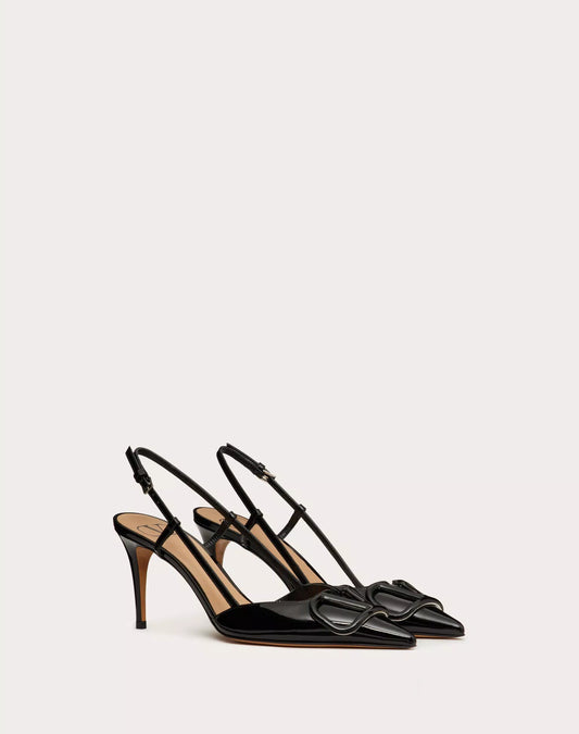 VALENTINO VLOGO SIGNATURE PATENT LEATHER SLINGBACK PUMP 80MM