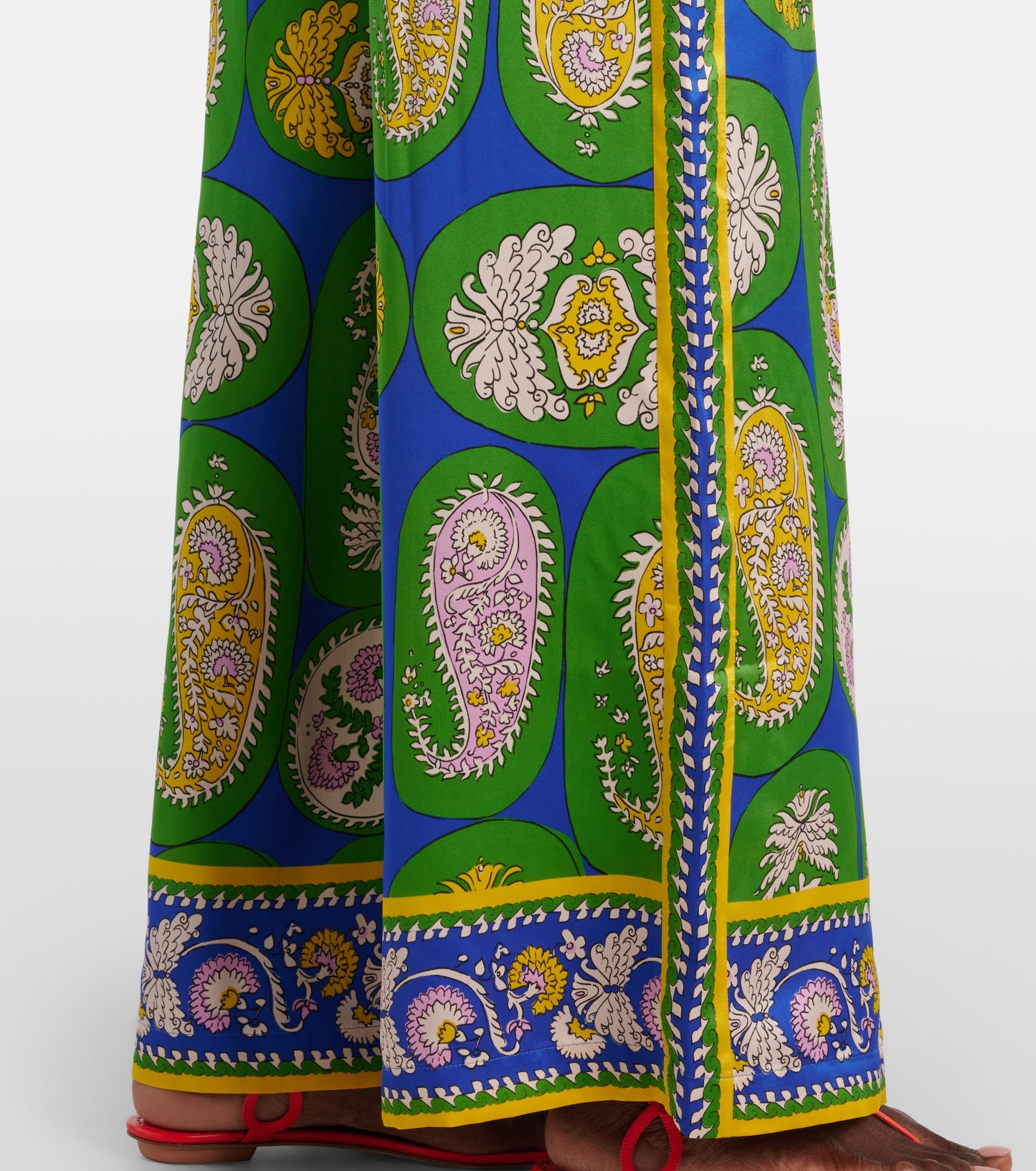 0108 ALÉMAIS
Printed Silk Satin Blouse & Wide-Leg Pants Set