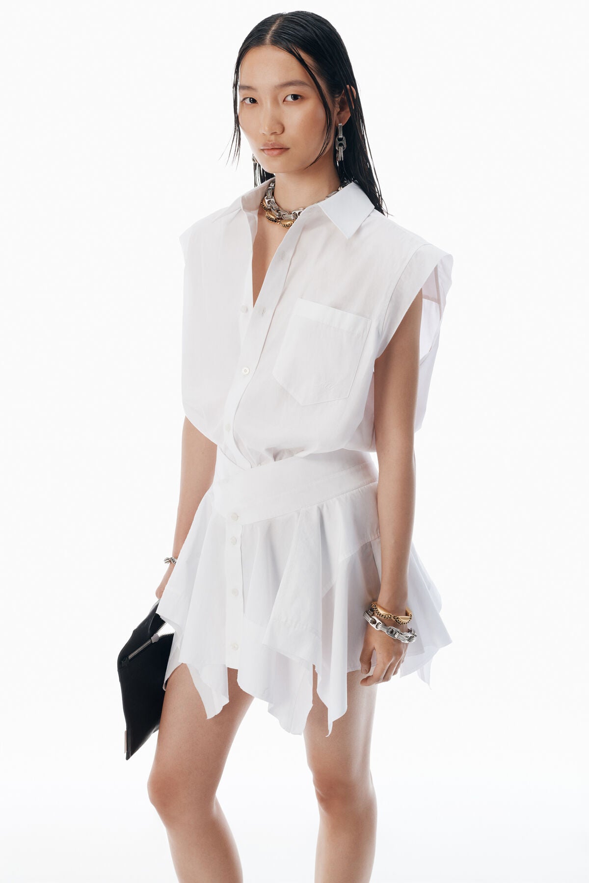 ALEXANDER WANG
White Pre-Styled Cotton Shirtdress