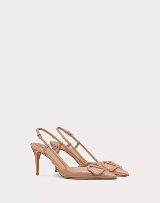 VALENTINO VLOGO SIGNATURE PATENT LEATHER SLINGBACK PUMP 80MM