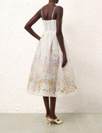 ZIMMERMANN Natura Ruched Midi Dress in Ivory