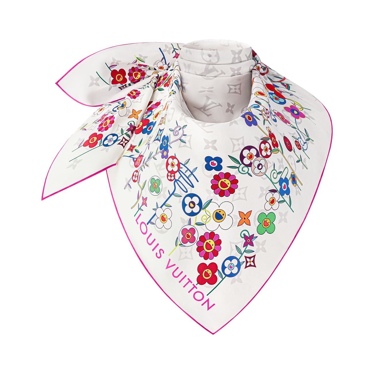 LOUIS VUITTON x MURAKAMI 
Monogram Superflat Flowers Square 90