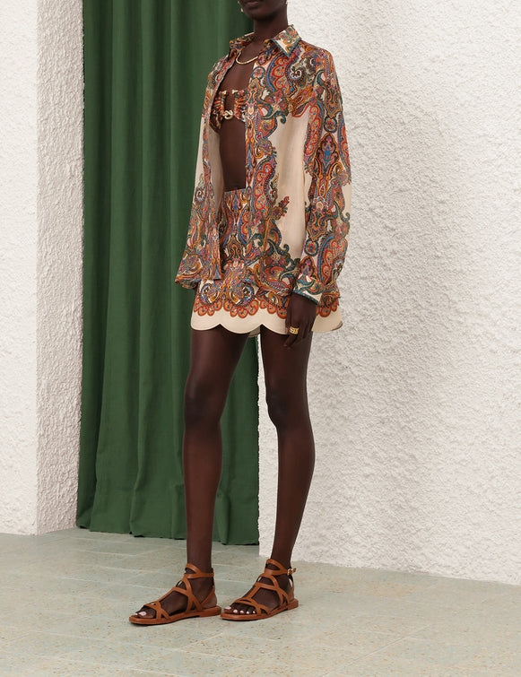 ZIMMERMANN Ottie Oversized Shirt in Multi Paisley