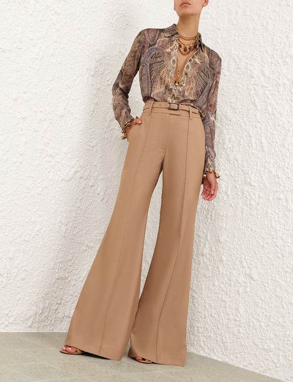 Zimmermann Hypnotic Satin Shirt — Denim Paisley