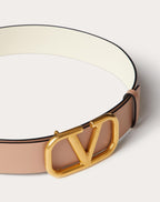 VALENTINO GARAVANI  REVERSIBLE VLOGO SIGNATURE BELT IN GLOSSY CALFSKIN 40 MM