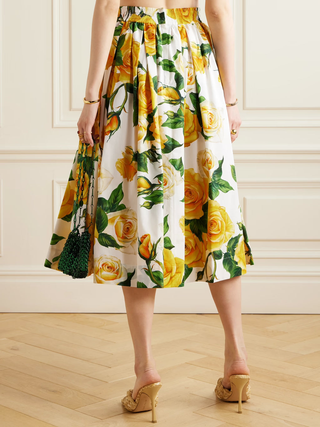 DOLCE&GABBANA Floral cotton poplin midi skirt