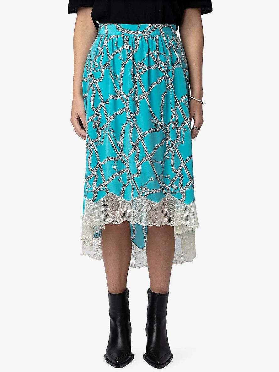 ZADIG & VOLTAIRE
Joslin Chain-Print Silk Midi Skirt