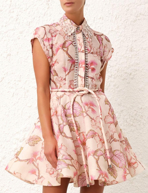 ZIMMERMANN Matchmaker Flip Dress in Coral Hibiscus