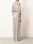 ZIMMERMANN Matchmaker Pin Tuck Pant in Blue/Cream Stripe