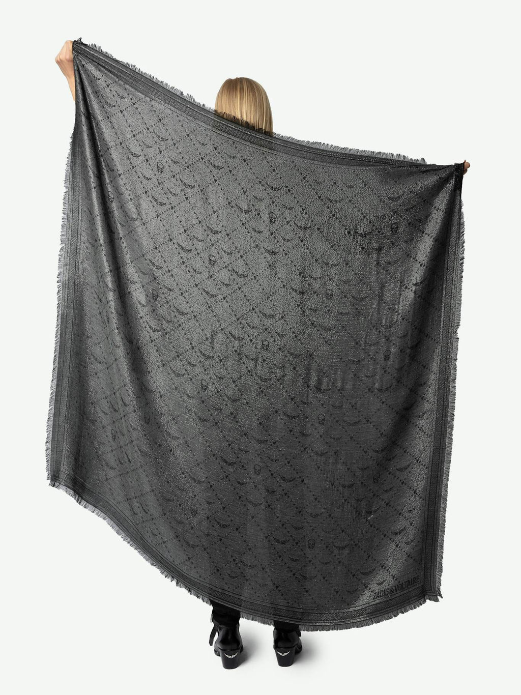 ZADIG & VOLTAIRE Glenn Metallic Monogram Scarf 135