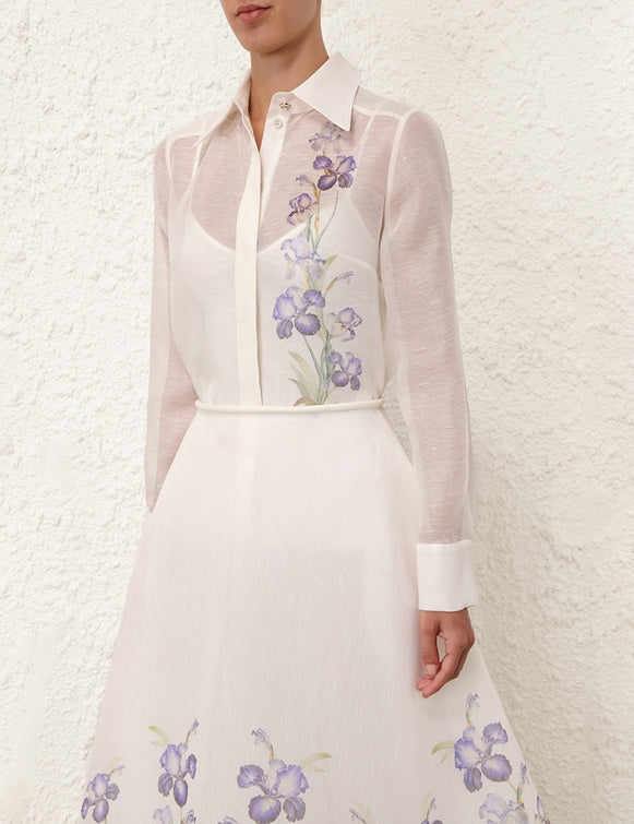 ZIMMERMANN Natura Body Shirt in Blue Iris