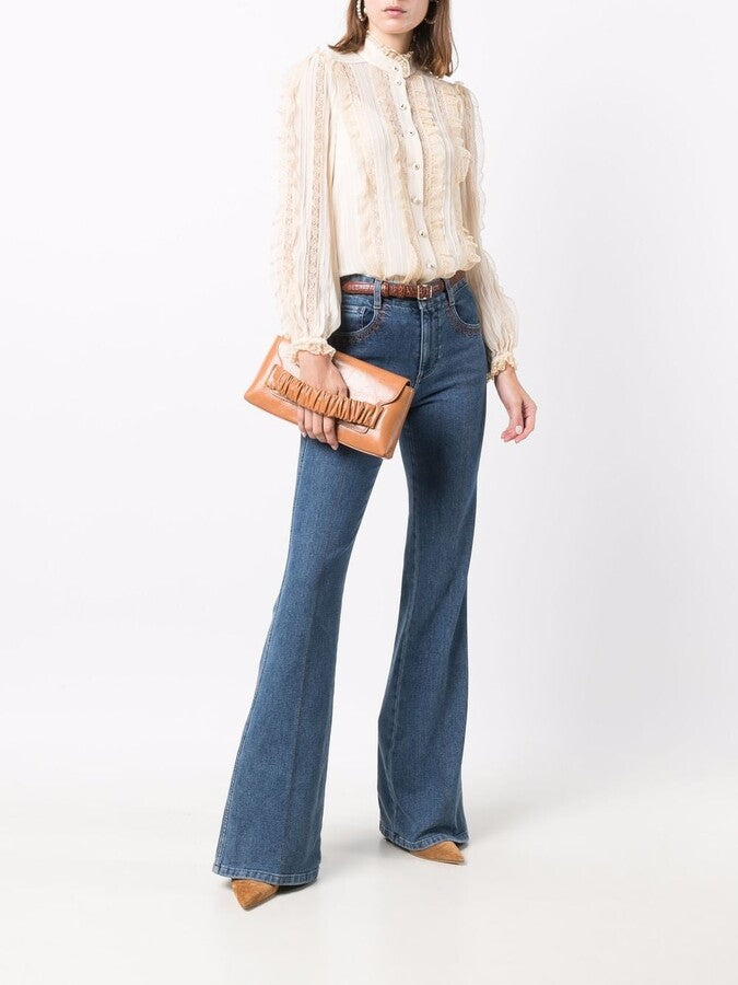 ZIMMERMANN Mock Neck Long Sleeve Blouse