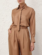 ZIMMERMANN Relaxed Tie Shirt – Biscuit
