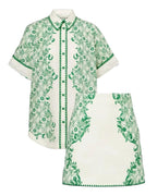 00102 ALÉMAIS

Olive Printed Shirt & Miniskirt Set