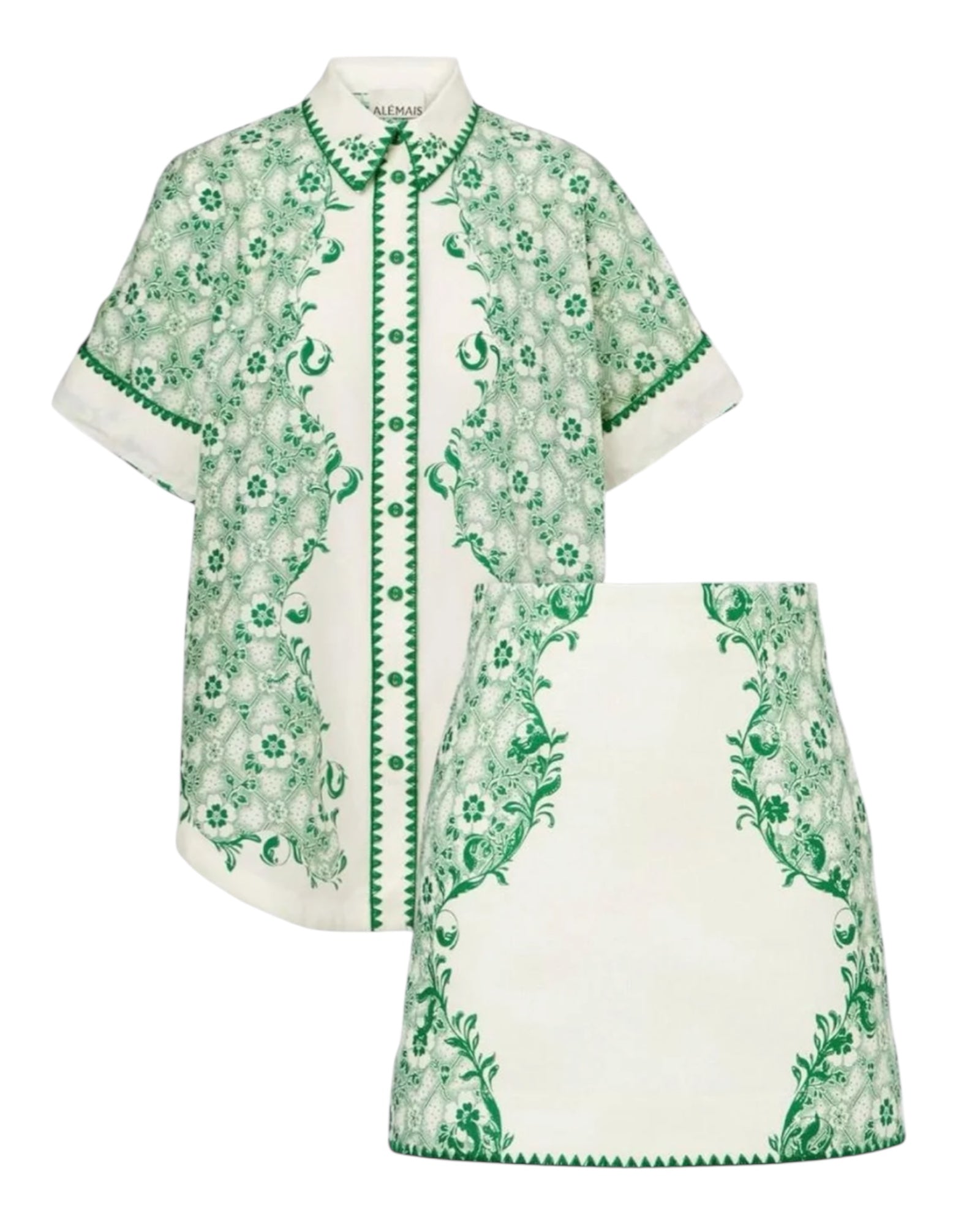 00102 ALÉMAIS

Olive Printed Shirt & Miniskirt Set