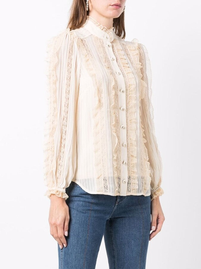 ZIMMERMANN Mock Neck Long Sleeve Blouse