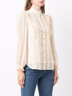 ZIMMERMANN Mock Neck Long Sleeve Blouse