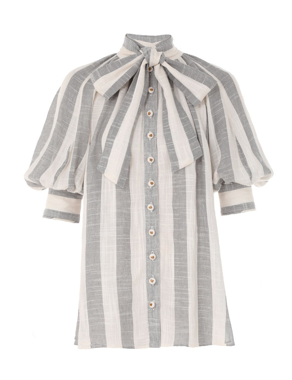 ZIMMERMANN Matchmaker Swing Blouse in Blue/Cream Stripe