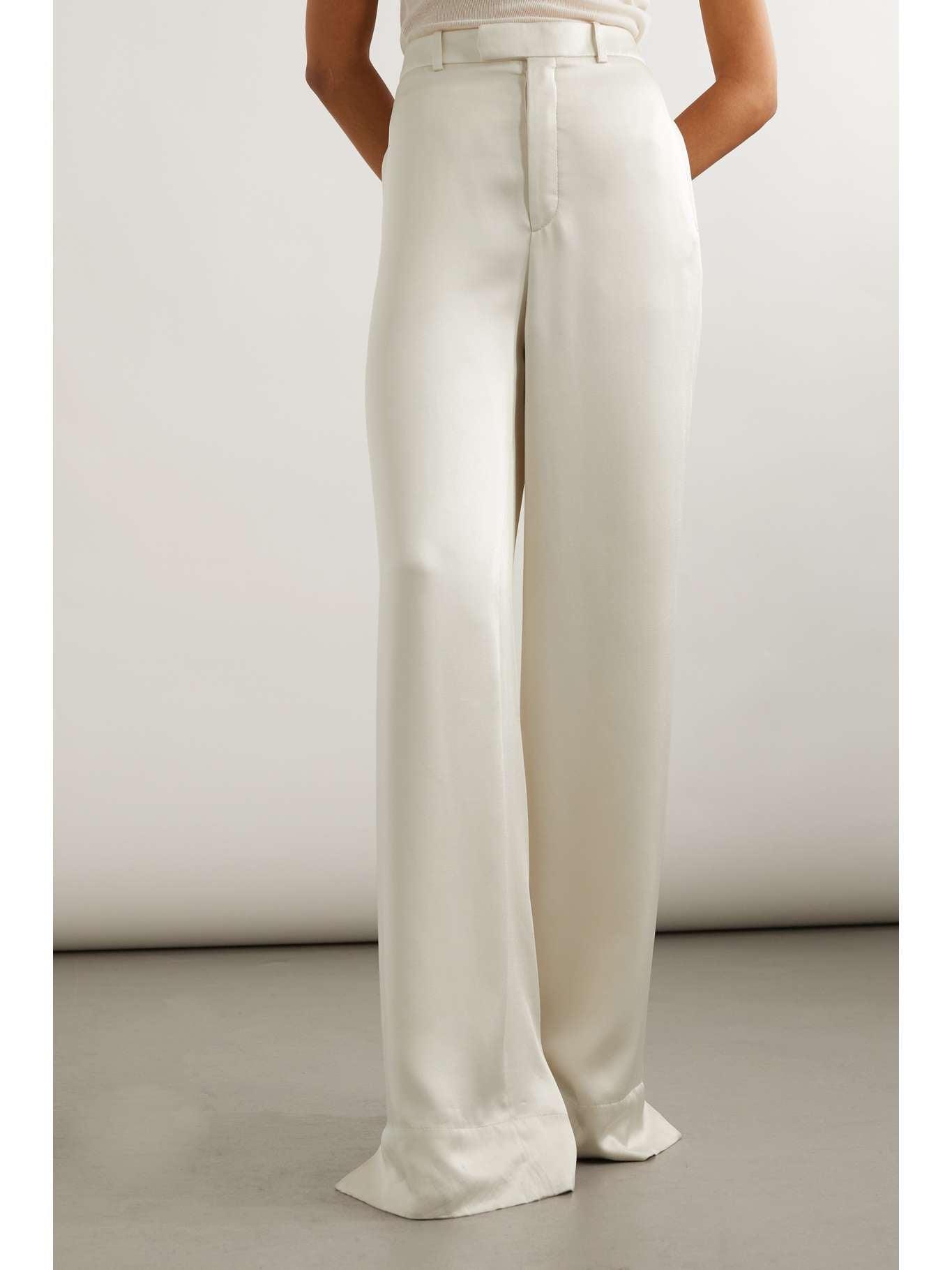 SAINT LAURENT Satin-crepe wide-leg pants