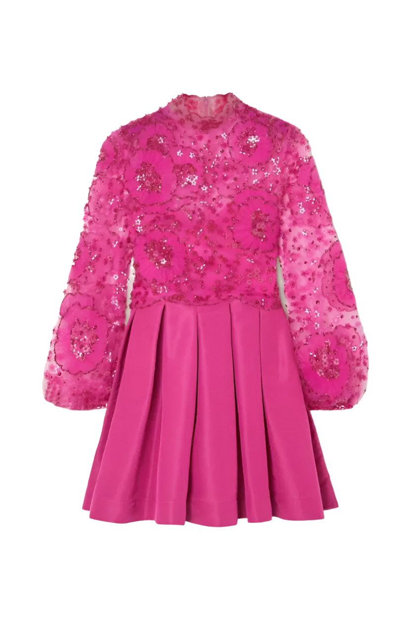 VALENTINO GARAVANI  
Embellished Tulle And Silk-Faille Mini Dress - Pink