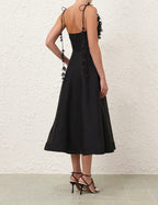 ZIMMERMANN Natura Midi Corset Dress in Black