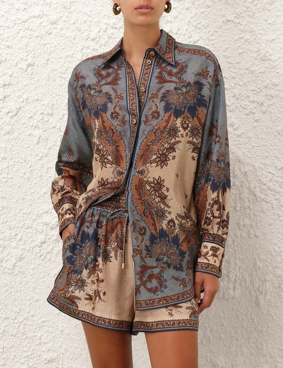 001 ZIMMERMANN
Ascension Manstyle Shirt – Blue/Cream Indienne Floral