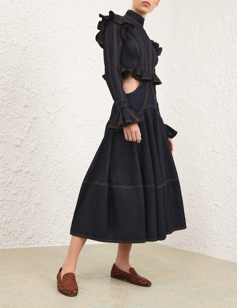 ZIMMERMANN
Hypnotic Denim Midi Dress – Night Sky