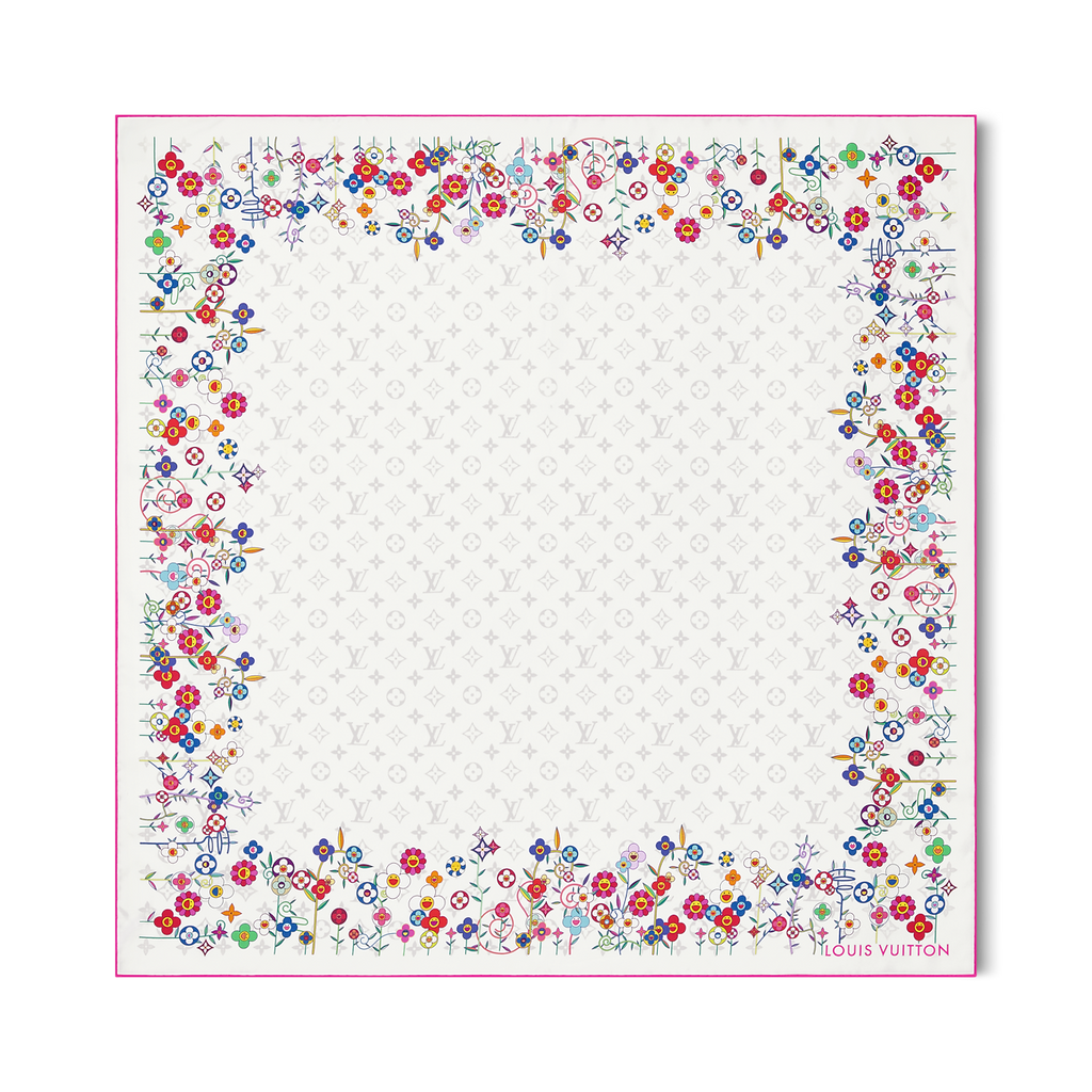 LOUIS VUITTON x MURAKAMI 
Monogram Superflat Flowers Square 90