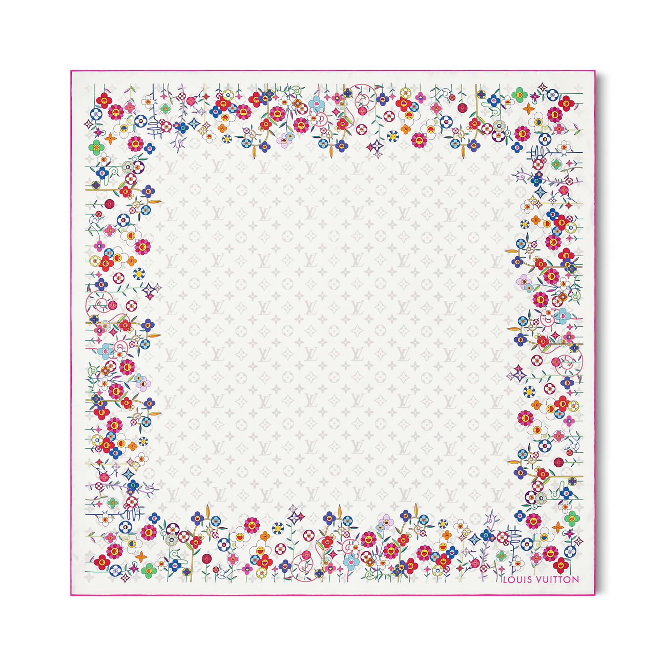 LOUIS VUITTON x MURAKAMI 
Monogram Superflat Flowers Square 90