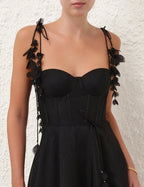 ZIMMERMANN Natura Midi Corset Dress in Black