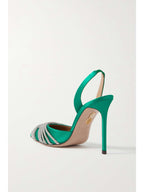 АКВАЦЦУРА
 Туфли-лодочки Gatsby 105 из атласа с открытой пяткой, украшенные кристаллами