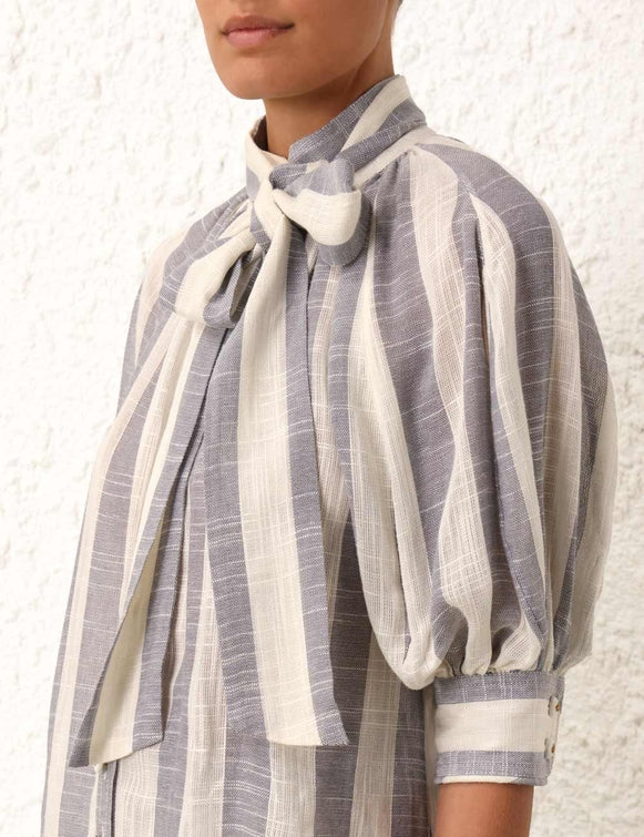 ZIMMERMANN Matchmaker Swing Blouse in Blue/Cream Stripe