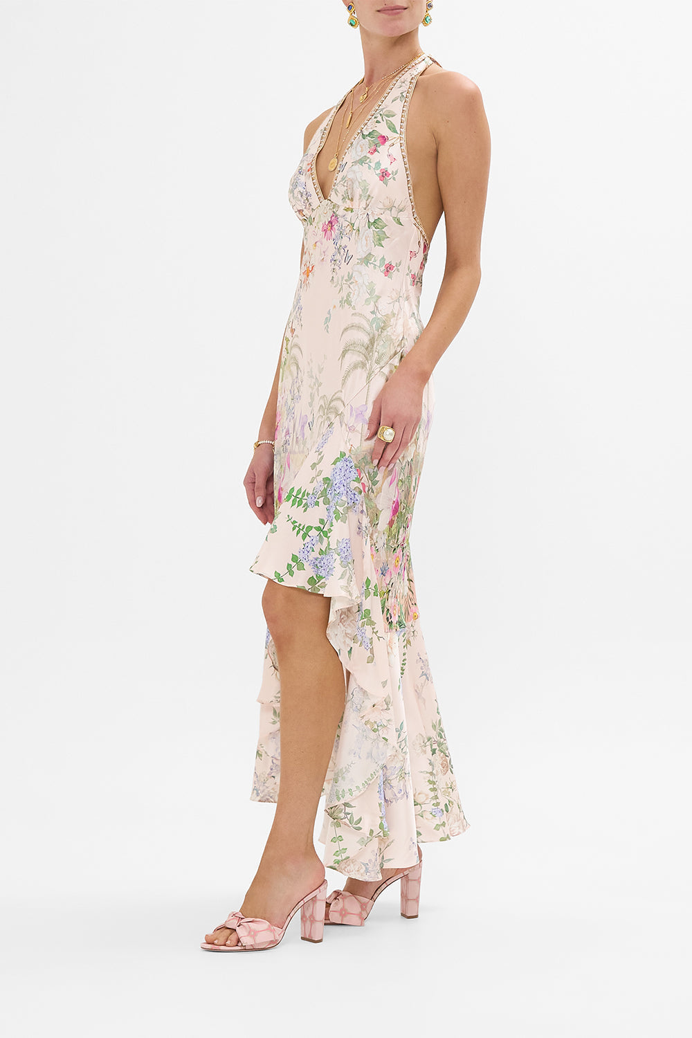 CAMILLA Bias Halter Dress With Ruffle Hem – Palacio Playground