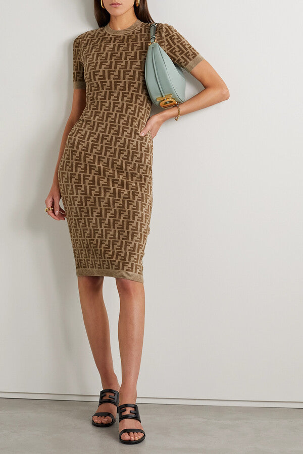 FENDI 
Monogram knitted dress