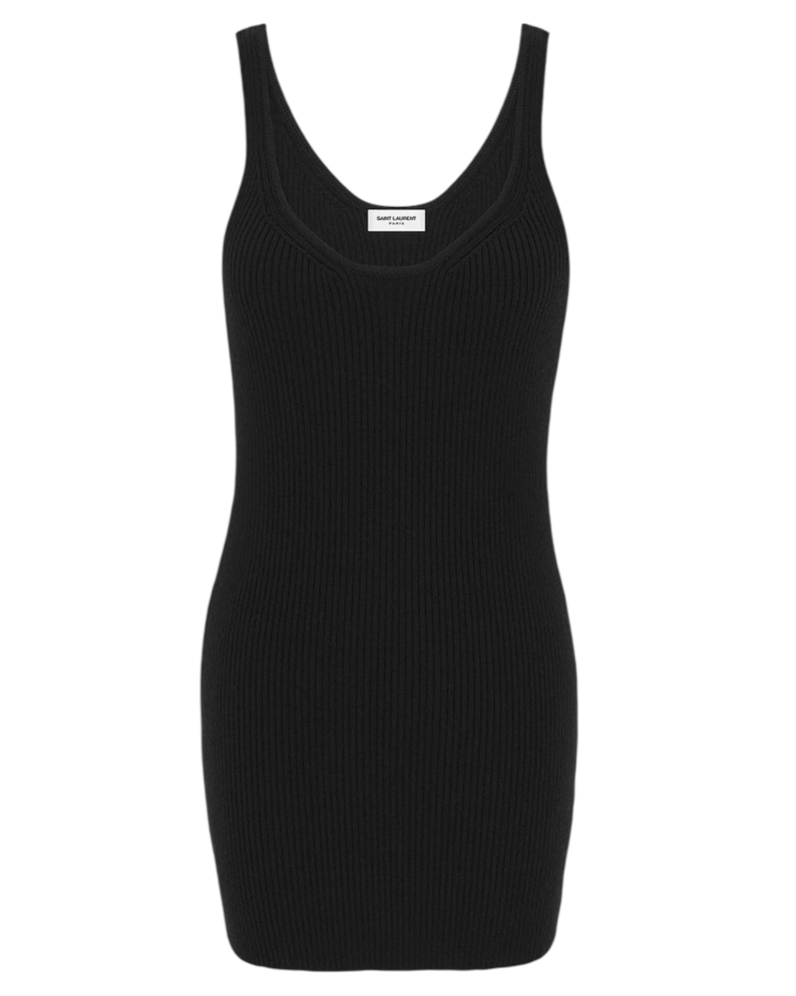 SAINT LAURENT Tank Top Dress in Ribbed Wool – Black