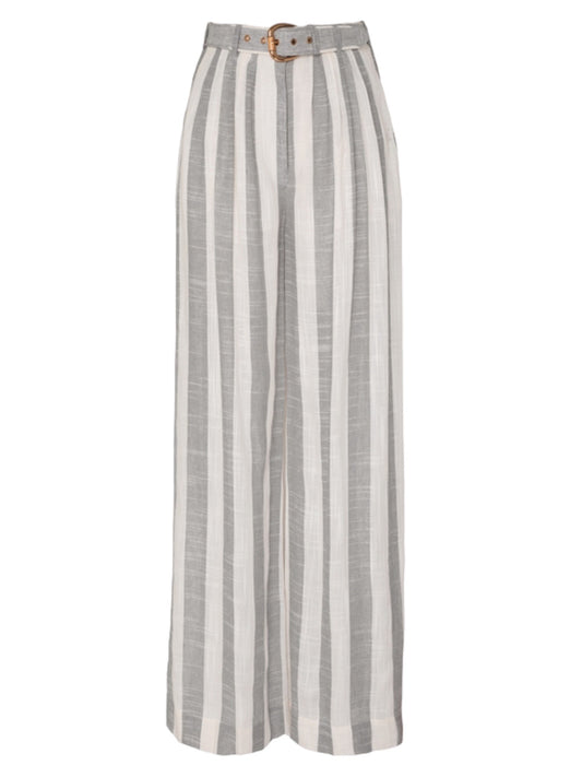 ZIMMERMANN Matchmaker Pin Tuck Pant in Blue/Cream Stripe