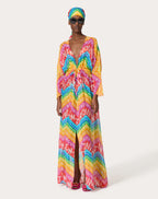 VALENTINO CHEVRON MUSLIN EVENING DRESS