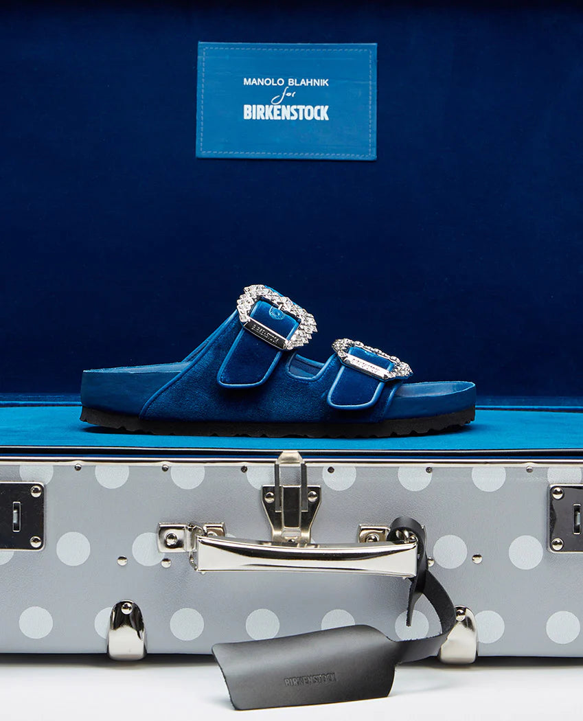 BIRKENSTOCK 
x Manolo Blahnik Arizona embellished velvet slides