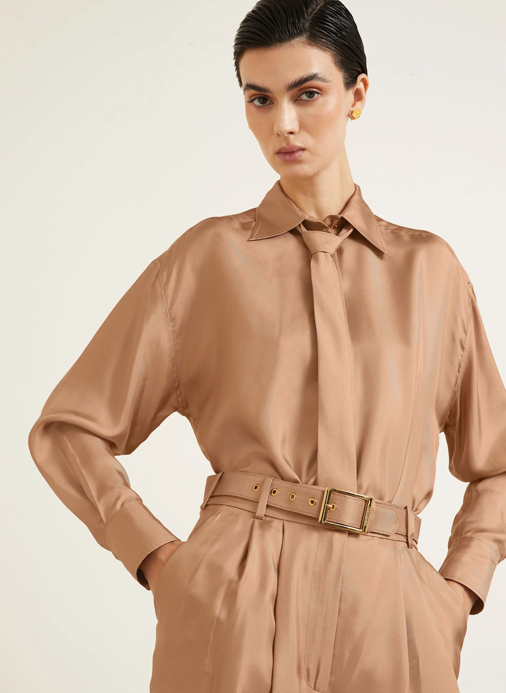 ZIMMERMANN Relaxed Tie Shirt – Biscuit