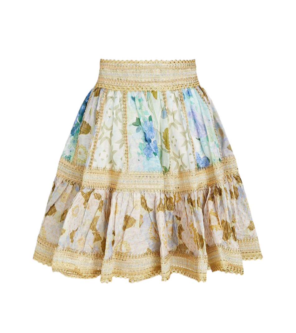 ZIMMERMANN Rhythm gathered metallic floral-print gauze mini skirt