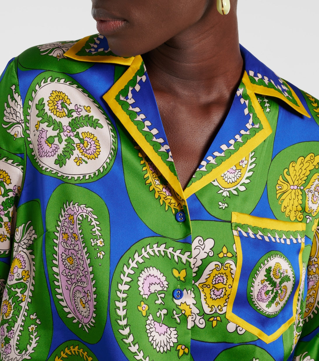 0108 ALÉMAIS

Printed Silk Satin Blouse & Wide-Leg Pants Set