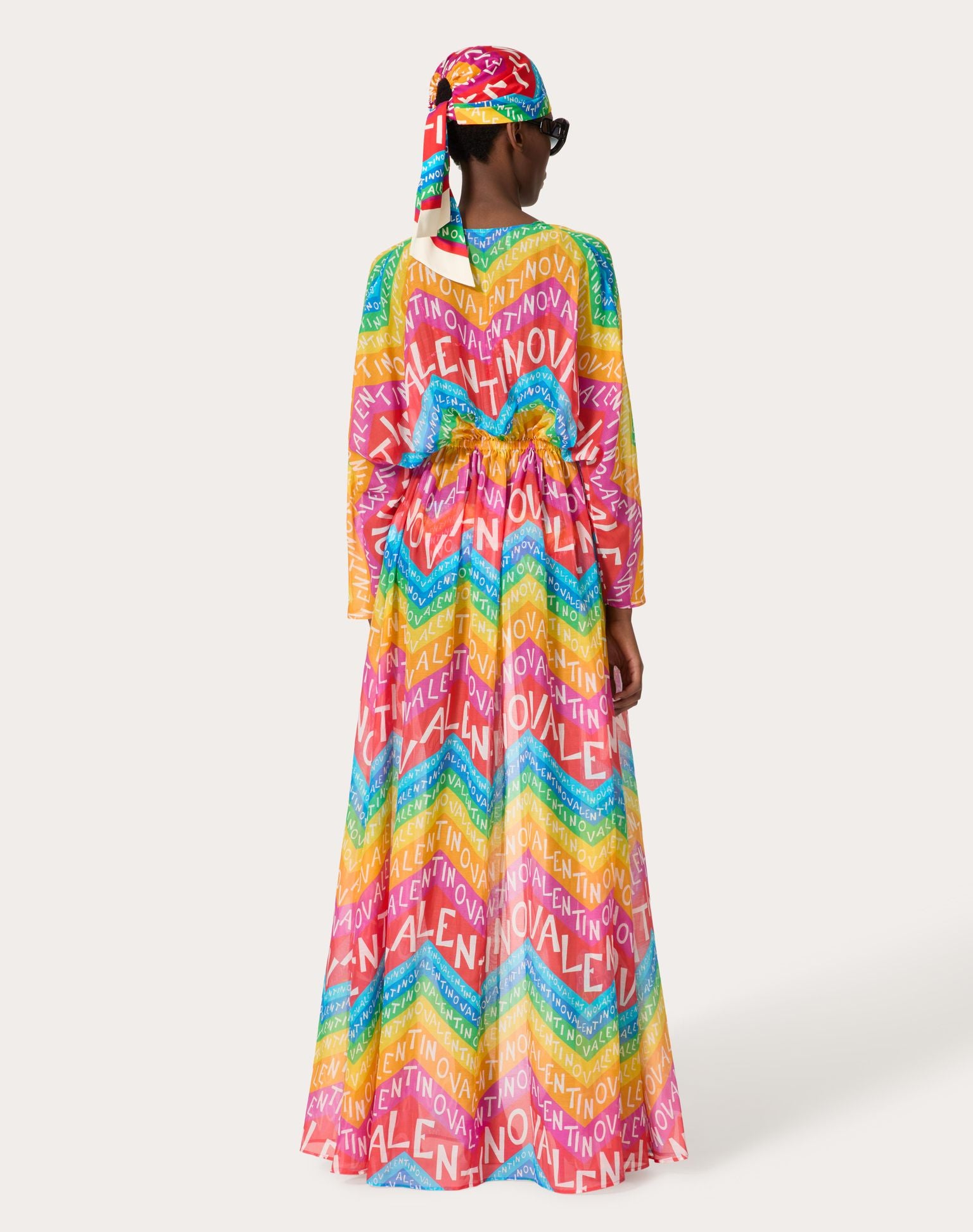VALENTINO CHEVRON MUSLIN EVENING DRESS
