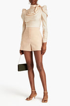 ZIMMERMANN Kaleidoscope draped printed silk-blend top  in Warm Cream