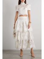 ZIMMERMANN High Tide cropped embroidered tulle top