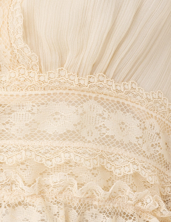 ZIMMERMANN Natura V Neck Button Bodice in Buff