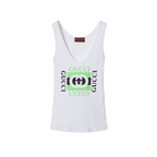 GUCCI RIB COTTON TANK TOP WITH GUCCI PRINT